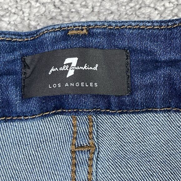 7 For All Mankind Jeans Women’s 31X29 Blue Bootcut Mid-Rise Dark Wash Stretch - Picture 5 of 15